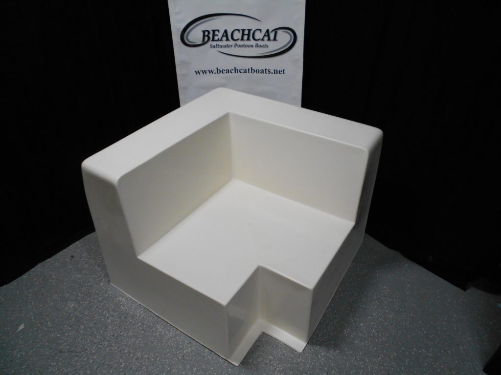 Beachcat Fiber Series white fiberglass corner seat for pontoon boat