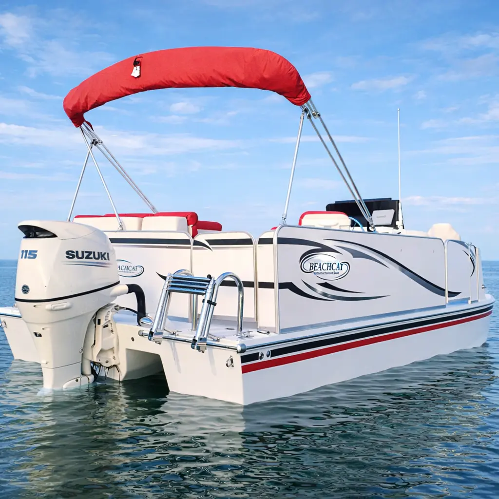 Beachcat Boats saltwater pontoon catamaran for sale with fiberglass construction