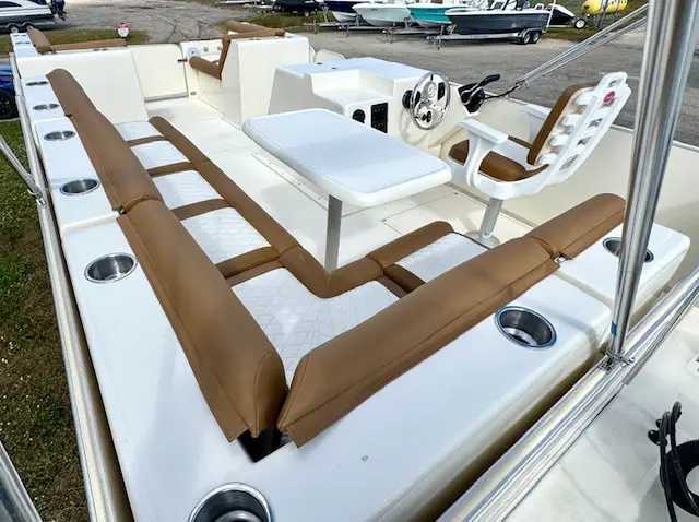 "Fiberglass marine seating cushion set for recreational and commercial pontoon boats"